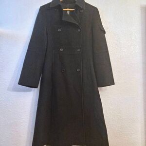 BCBG MaxAzria Black Wool Blend Sexy Trench Coat: Flattering Classic Essential